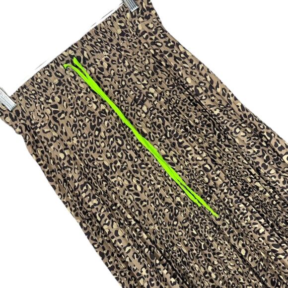 Pleated Y2k Whimsigoth Midi Skirt S Brown Leopard Cheetah Swifty Mob Wife Boho - Picture 3 of 10